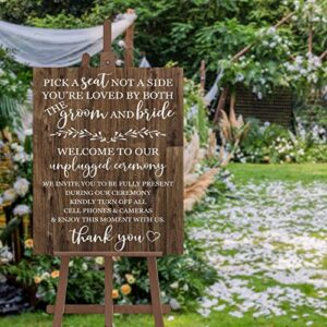 Unplugged Ceremony, Pick A Seat Not A Side, Wedding Sign, Wedding Ceremony Sign 16x20 inch