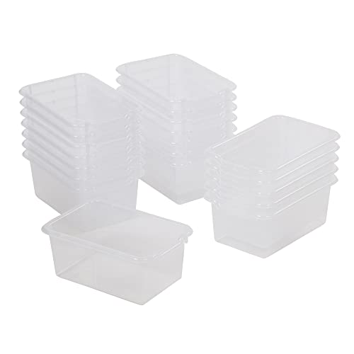 ECR4Kids Scoop Front Storage Bin, Multipurpose Organization, Clear, 20-Piece