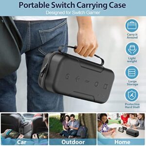 Switch OLED Carrying Case Compatible with Nintendo Switch/OLED Model, Portable Switch Travel Carry Case Fit for Joy-Con and Adapter, Hard Shell Protective Switch Pouch Case with 20 Games, Black