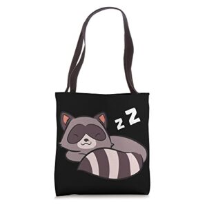 raccoon sleeping funny raccoon tote bag