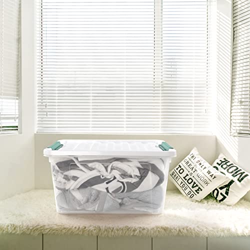 Ortodayes 6-pack 35 Liter Clear Storage Boxes, Plastic Latching Box Bins with Lids