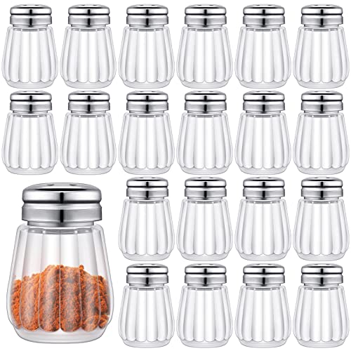 Set of 50 Pepper Shakers Mini Clear Pepper Holders Glass Cheese Shaker Kitchen Small Spice Shaker with Mesh Top for Travel Restaurant Home Wedding Camping Table Party Supplies