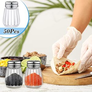 Set of 50 Pepper Shakers Mini Clear Pepper Holders Glass Cheese Shaker Kitchen Small Spice Shaker with Mesh Top for Travel Restaurant Home Wedding Camping Table Party Supplies