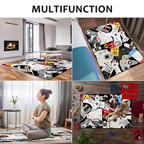 Game Rug Teen Boys Carpet with Game Controller Decoration, 3D Gaming Rugs for Boy’s Bedroom Living Room Playroom, Non-Slip Gamer Carpet Children Gaming Area Rugs (60" x 40")