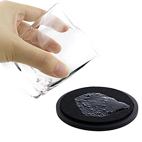 Coasters for Drinks Absorbent with Holder,Drink Silicone Coasters,Non-Slip,Non-Stick,Coasters for Drinks for Tabletop Protection, for Birthday, Housewarming,Christmas, Black