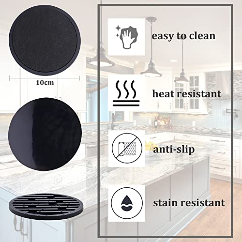 Coasters for Drinks Absorbent with Holder,Drink Silicone Coasters,Non-Slip,Non-Stick,Coasters for Drinks for Tabletop Protection, for Birthday, Housewarming,Christmas, Black