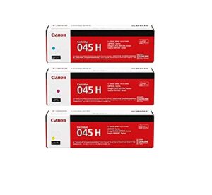 canon 045h toner cartridge set for color imageclass mf634cdw, mf632cdw – cyan, magenta and yellow high yield -3 pack in retail packaging