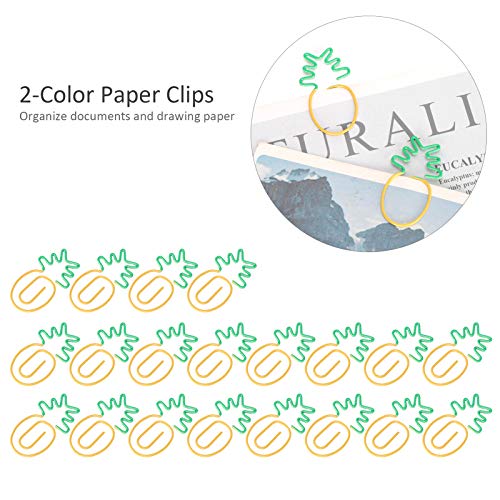 20Pcs Paper Clips, 2 Color Pineapple Shaped Bookmarks Planner Clip Pin Durable and Rustproof Bookmark File Classification Clips Office Supplies School Gifts