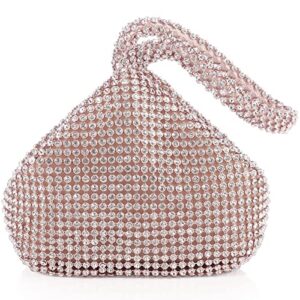 women clutch purse bling evening bag triangle women’s wedding purse bling bling for party mini size rhinestones pink (6.4 in)…