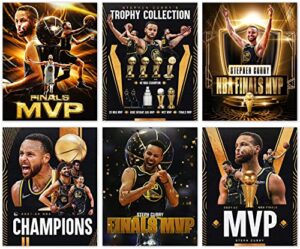 stephen curry wall art posters, mvp stephen curry art prints, inspirational success basketball canvas wall art, basketball motivational posters for man cave boys room decor, set of 6(8″x10″ unframed)