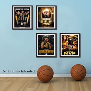 Stephen Curry Wall Art Posters, MVP Stephen Curry Art Prints, Inspirational Success Basketball Canvas Wall Art, Basketball Motivational Posters for Man Cave Boys Room Decor, Set of 6(8"x10" Unframed)