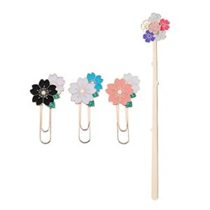 4pcs flower bookmark cherry blossom paper clip book page mark metal bookmark clip school office supplies for reader student teacher reading supplies