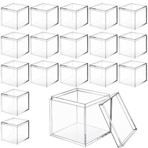 18 pack acrylic boxes clear acrylic cube small square storage box acrylic box with lid acrylic display box stackable small container clear candy cubes for candy jewelry display (2.2 x 2.2 x 2.2 inch)