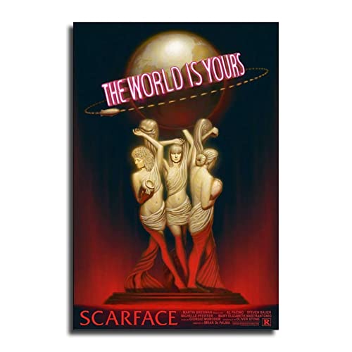 HHGaoArt Scarface The World Is Yours Painting Canvas Art Poster and Wall Art Picture For Living Room Home Decoration Print Unframe (01,16x24 inch)