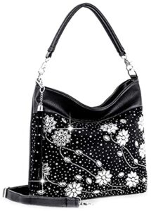 zzfab rhinestone hobo bag with shoulder strap bling hobo (daisy)