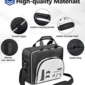 DEVASO PS5 Carrying Case, Travel Case for Playstation 5 Console and PS5 Disk/Digital Edition, Large Capacity Storage Bag for Games Accessories(Black&White)