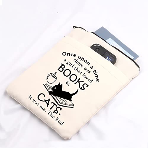 MAOFAED Book and Cats Book Sleeve Black Cat Book Cover Librarian Gift Book Lover Gift for Her (The End booksl)