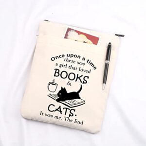 MAOFAED Book and Cats Book Sleeve Black Cat Book Cover Librarian Gift Book Lover Gift for Her (The End booksl)