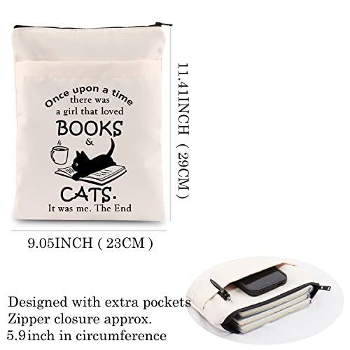 MAOFAED Book and Cats Book Sleeve Black Cat Book Cover Librarian Gift Book Lover Gift for Her (The End booksl)