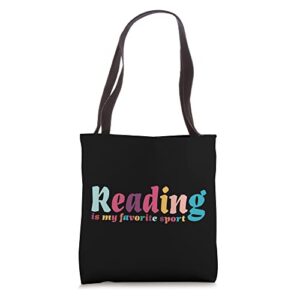 book lover shirt design reading is my favorite sport tote bag