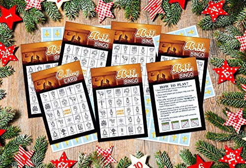 FaCraft Bible Bingo Game for Kids Adults 26 Players Christian Nativity Bingo Cards Bible Activities Games for Vacation Bible School Christian Sunday Church Family Open Day Party Supplies