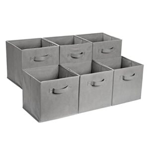 amazon basics collapsible fabric storage cubes organizer with handles, 13″x13″x13″, grey – pack of 6