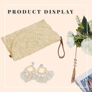 Oweisong Straw Clutch Purses for Women Summer Woven Beach Envelope Handbag Shoulder Crossbody Bag Bohemia Rattan Earrings