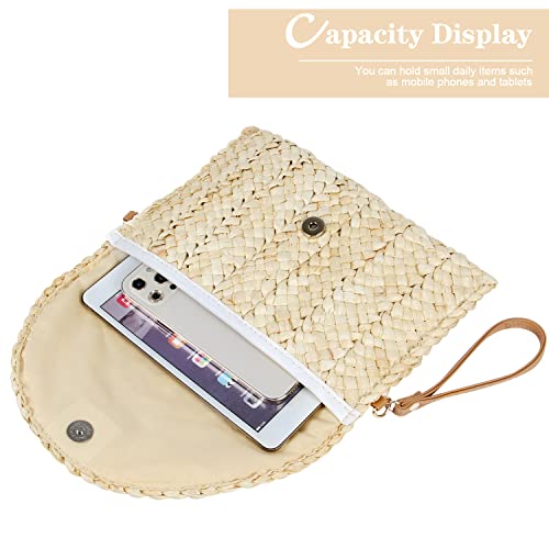 Oweisong Straw Clutch Purses for Women Summer Woven Beach Envelope Handbag Shoulder Crossbody Bag Bohemia Rattan Earrings