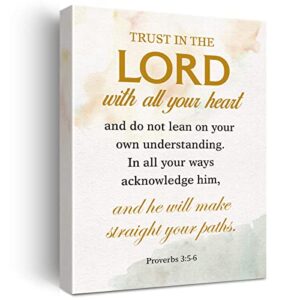 yeley inspirational bible verse print proverbs 3:5-6 trust in the lord with all your heart paintings canvas wall art poster artwork ready to hang christian home office decor