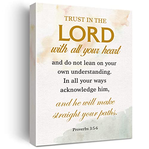 YeleY Inspirational Bible Verse Print Proverbs 3:5-6 Trust in the Lord with All Your Heart Paintings Canvas Wall Art Poster Artwork Ready to Hang Christian Home Office Decor