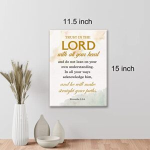 YeleY Inspirational Bible Verse Print Proverbs 3:5-6 Trust in the Lord with All Your Heart Paintings Canvas Wall Art Poster Artwork Ready to Hang Christian Home Office Decor