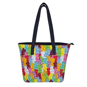 funnystar gummy bears candies women’s tote bag pu leather shoulder bag handbags purse for work shopping travel
