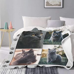 SHIYEL Custom Blanket with Photos for Cat Mom Ever, Personalized Picture Throw Blankets for Mother Friends, Customizable Blanket for Family Pets Gifts for Women Souvenirs, 4 Photos Collage Made In USA