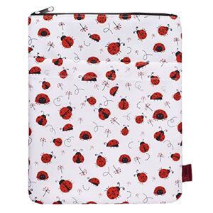 book sleeve ladybug book protector , book covers for paperbacks, washable fabric, book sleeves with zipper, medium 11 inch x 8.7 inch book lover gifts