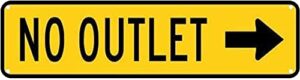 kilspu no outlet right arrow road warning sign street road metal sign 4x16inch