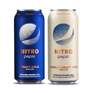 pepsi nitro, draft cola & vanilla draft cola variety pack, 13.65oz cans (12 pack)