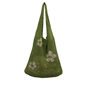 women’s handbags hobo bags knit bags mesh tote bags hollow shoulder bags shopping bags(green)