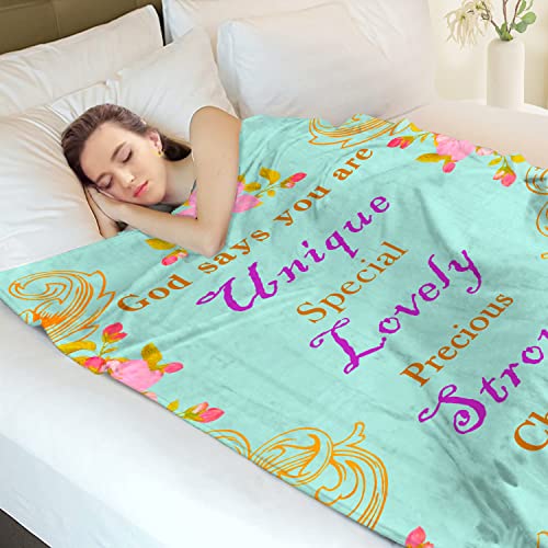 Simplive Christian Gifts for Women Religious Gifts 60x80 inch Throw Blanket with Inspirational Thoughts and Prayers-Religious Throw Blanket Catholic Gifts Birthday Gifts Spiritual Gifts for Women