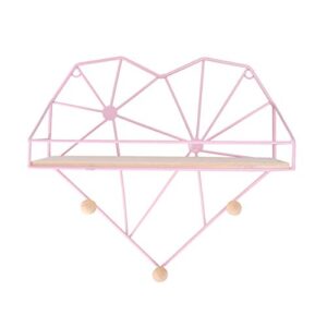 alipis floating shelves heart hanging shelf wall decor metal wall art grid photo panel hanging display frames key hooks for room office wall decoration pink