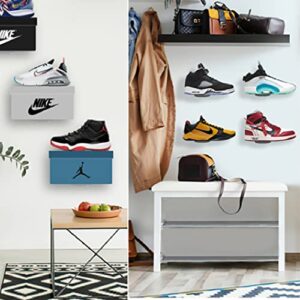 6 pack Black Wall Mounted Floating Sneaker Shelves for Displaying shops, collectibles and exhibitions etc. for a variety of footwear or small and light items