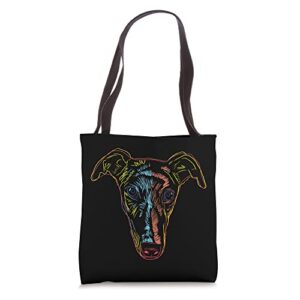 colorful sighthound dog galgo espanol tote bag