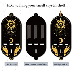 CREATCABIN 1Pc Small Crystal Shelf Display Moon and Stars Wooden Crystal Holder Magical Witch Stuff Boho Rustic Altar Shelf for Hanging Crystals Stone Necklace Witchy Room Wall Decor 3.03 x 7.01inch