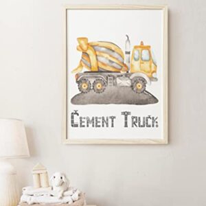 Construction Trucks Art Prints for Boys Bedroom - Kids Playroom Wall Decor - Big Vehicle Posters - Toddler Truck Pictures - Set of 6-8x10 - UNFRAMED (Watercolor Construction Trucks)