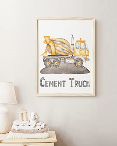 Construction Trucks Art Prints for Boys Bedroom - Kids Playroom Wall Decor - Big Vehicle Posters - Toddler Truck Pictures - Set of 6-8x10 - UNFRAMED (Watercolor Construction Trucks)