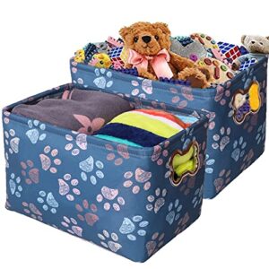 sijessie large foldable storage bins 2 pack,felt storage basket organizer,pet toy baskets with metal ring handles for dog toys,clothes,towels,magazine ,home organizing