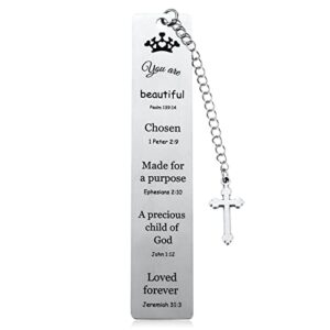kvekstio inspirational christian bookmark gifts for women, book lovers religious bible verse bookmark for daughter girls, baptism religious church gifts