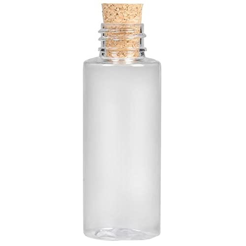 Clear Plastic Sand Art Bottles with Cork Stoppers, 2 Oz Cork Bottle, Plastic Jars with Cork, Mini Vial Potion Bottles for DIY Arts & Crafts, Party Favors, Wish & Message in a Bottle (6-Pack)