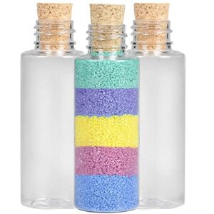 Clear Plastic Sand Art Bottles with Cork Stoppers, 2 Oz Cork Bottle, Plastic Jars with Cork, Mini Vial Potion Bottles for DIY Arts & Crafts, Party Favors, Wish & Message in a Bottle (6-Pack)