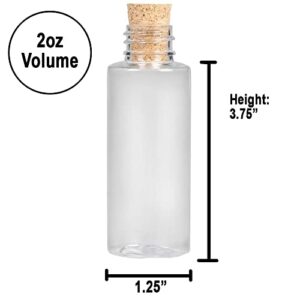 Clear Plastic Sand Art Bottles with Cork Stoppers, 2 Oz Cork Bottle, Plastic Jars with Cork, Mini Vial Potion Bottles for DIY Arts & Crafts, Party Favors, Wish & Message in a Bottle (6-Pack)