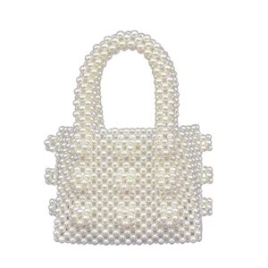 miuco womens beaded handbags handmade weave crystal pearl mini bags wedding clutch